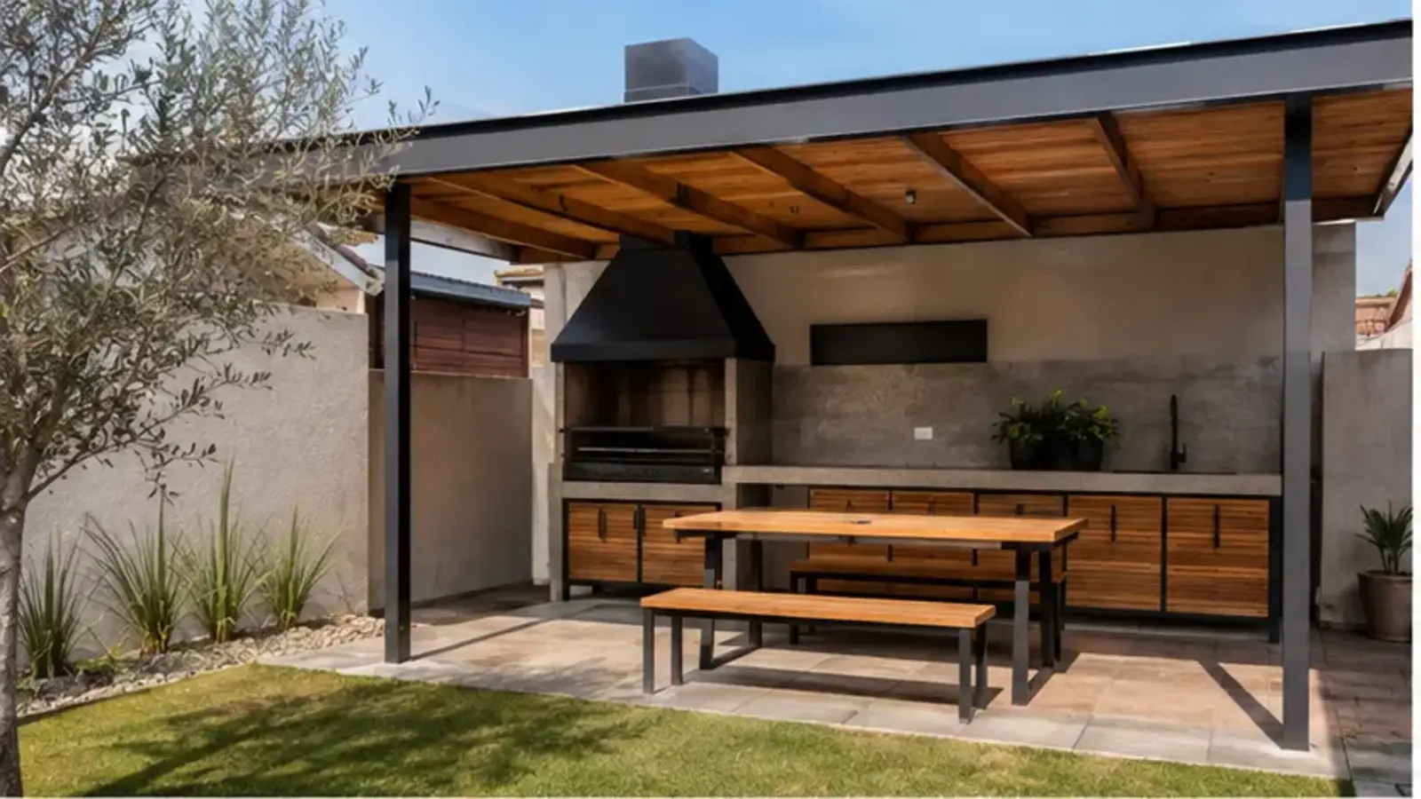 Pérgola liviana para terraza de 12 a 20 m²