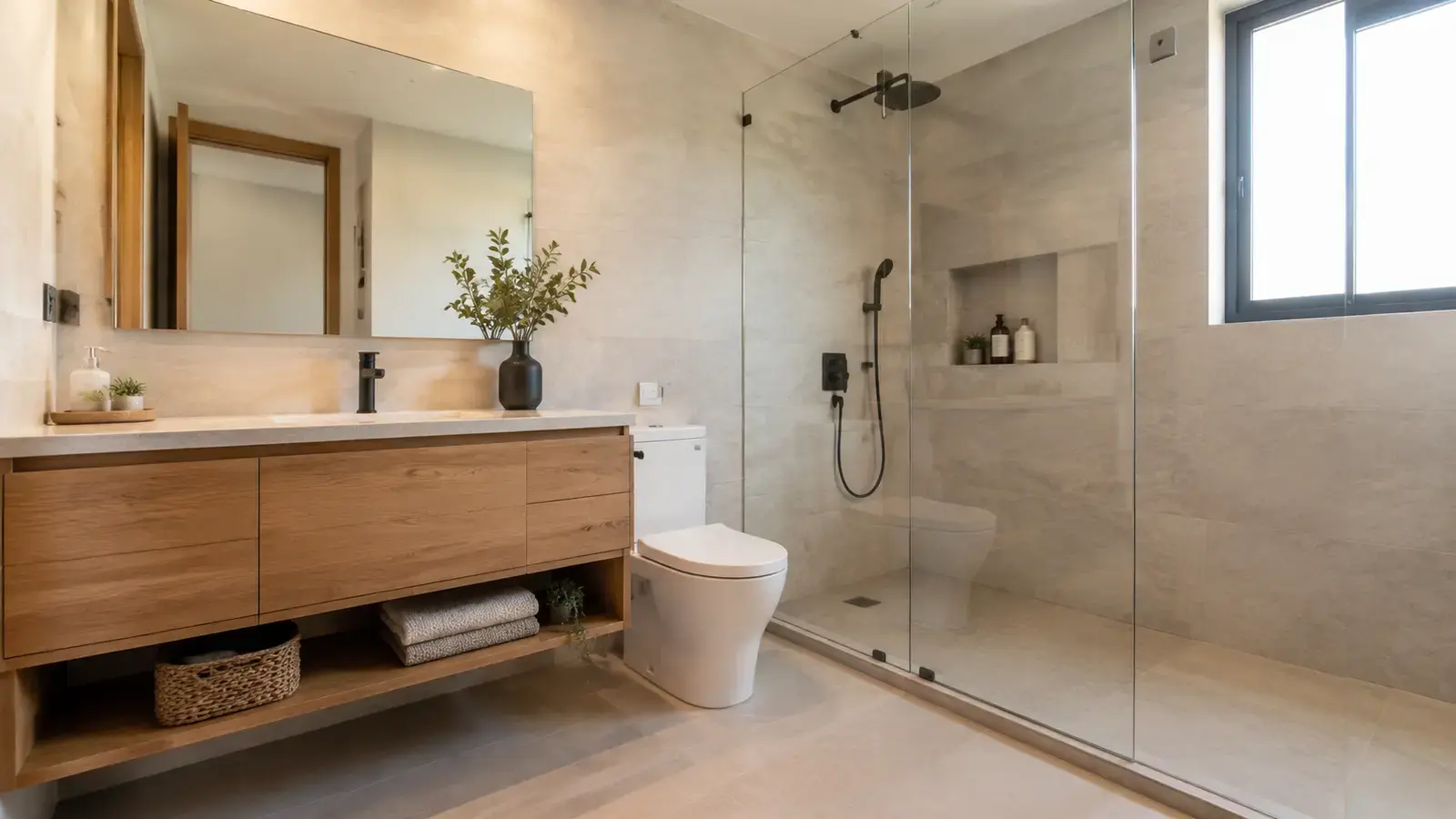 Remodelación de baño cálido y funcional