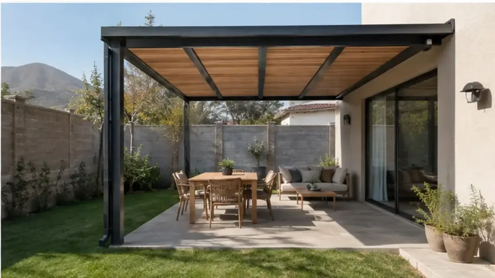 Patio pavimentado con drenaje controlado