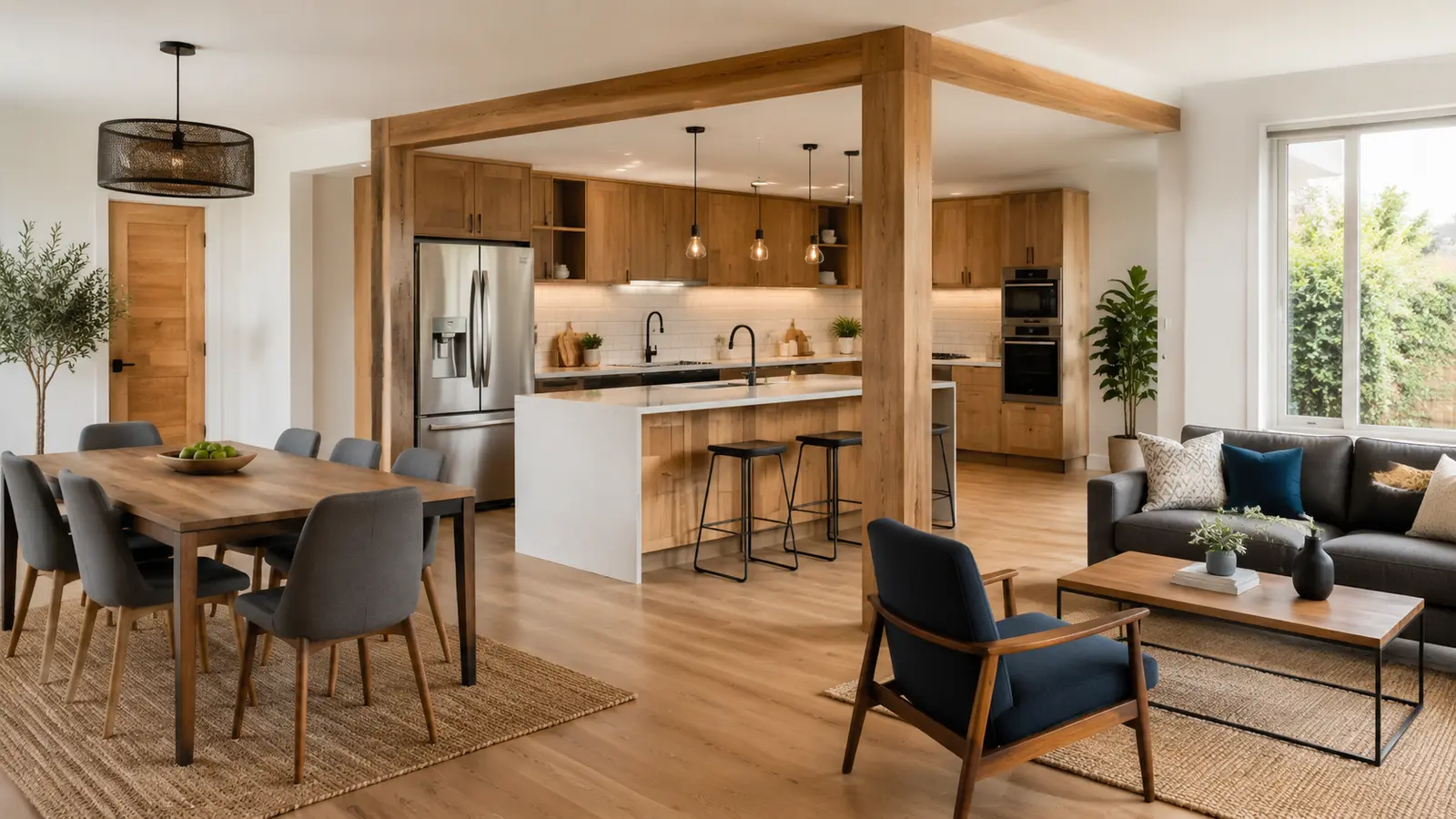 Remodelación integrada de cocina, comedor y estar